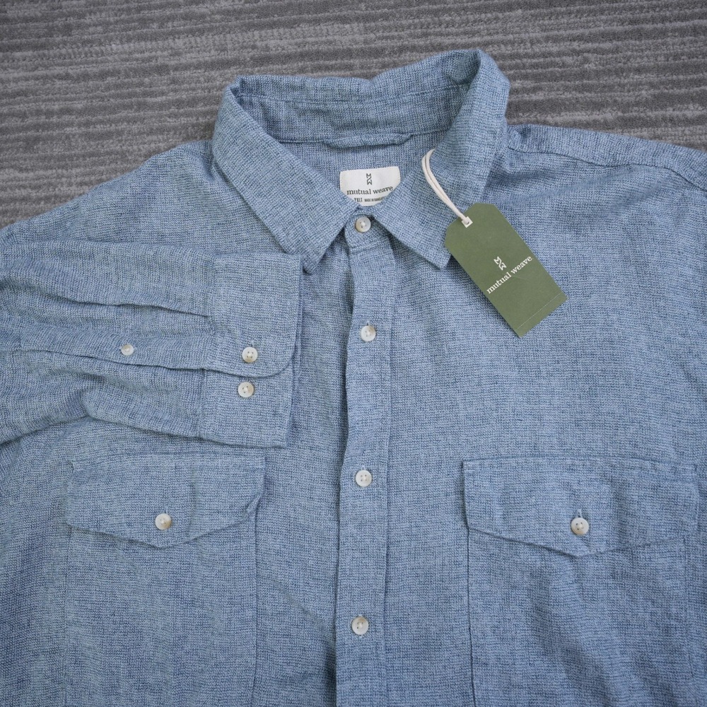 Mutual Weave Shirt Men Light Blue Chambray Button Up Big & Tall New 2XL Tall